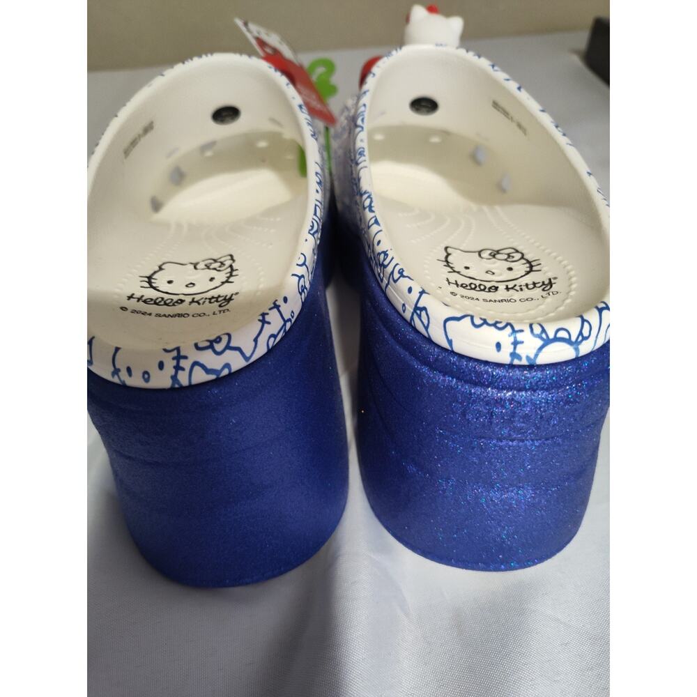 Hello Kitty x Crocs Siren Clog Platform Sandals Blue Glitter Women 11 New - Picture 10 of 16